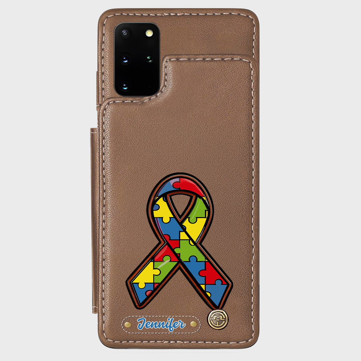 Autismus-Bewusstsein – Personalisierte Handyhülle mit Brieftaschenmotiv zum Thema Autismus