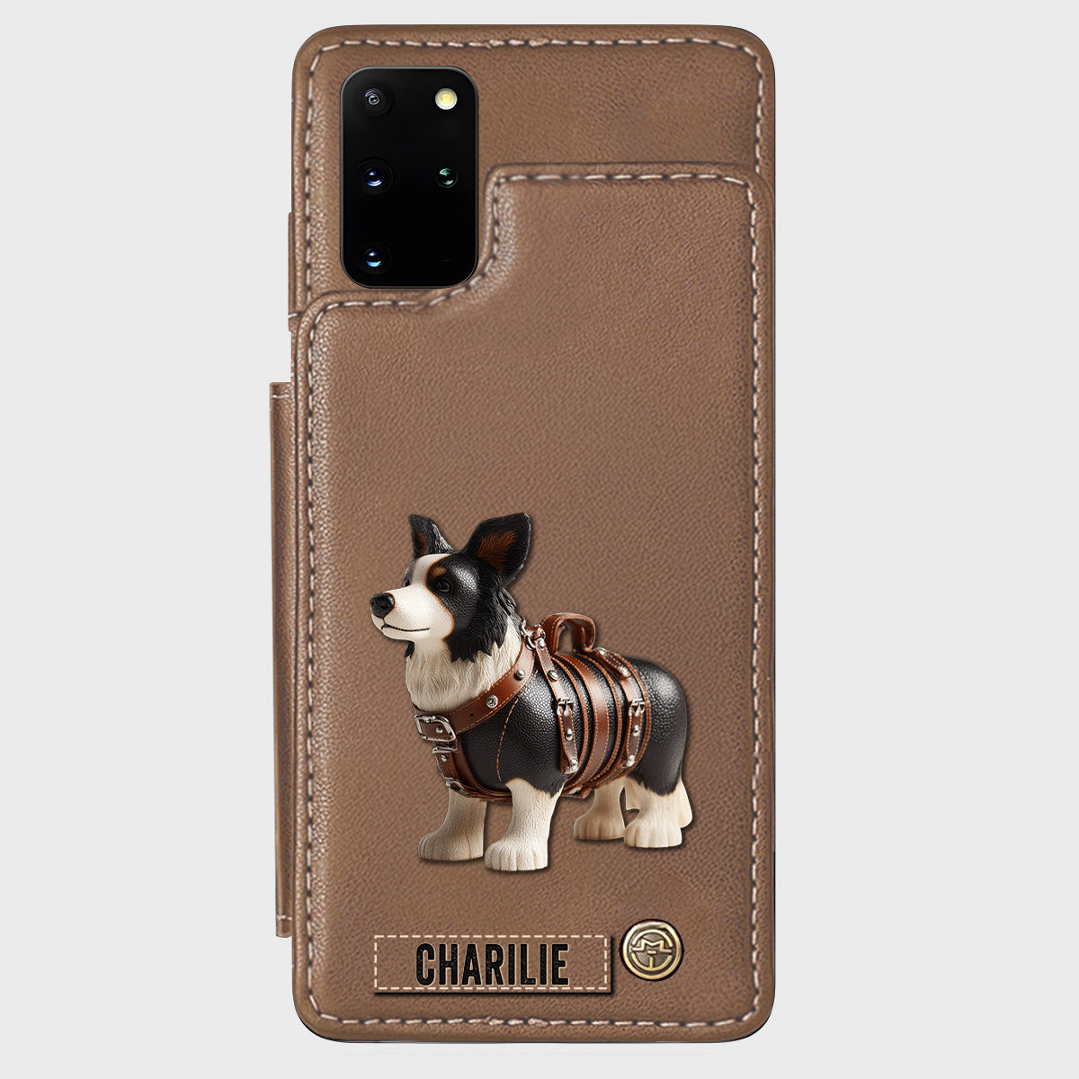 Étui portefeuille personnalisé pour téléphone avec un adorable Border Collie - Étui pour téléphone/portefeuille pour chien
