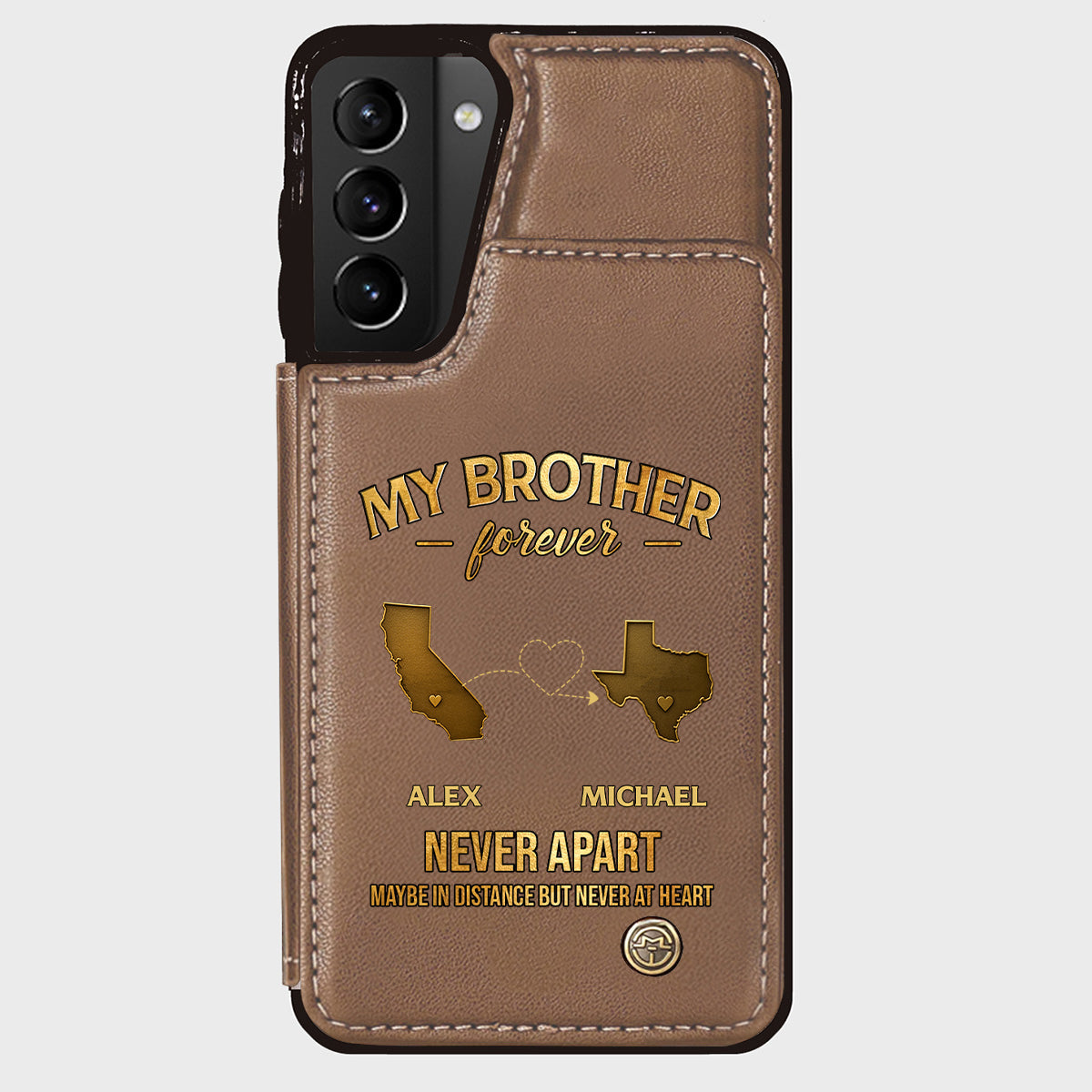 Mein Bruder/Meine Schwester/Mein Sohn... Für immer, nie getrennt. Vielleicht in der Ferne, aber nie im Herzen – Personalisierte Handyhülle mit Geschwistermotiv