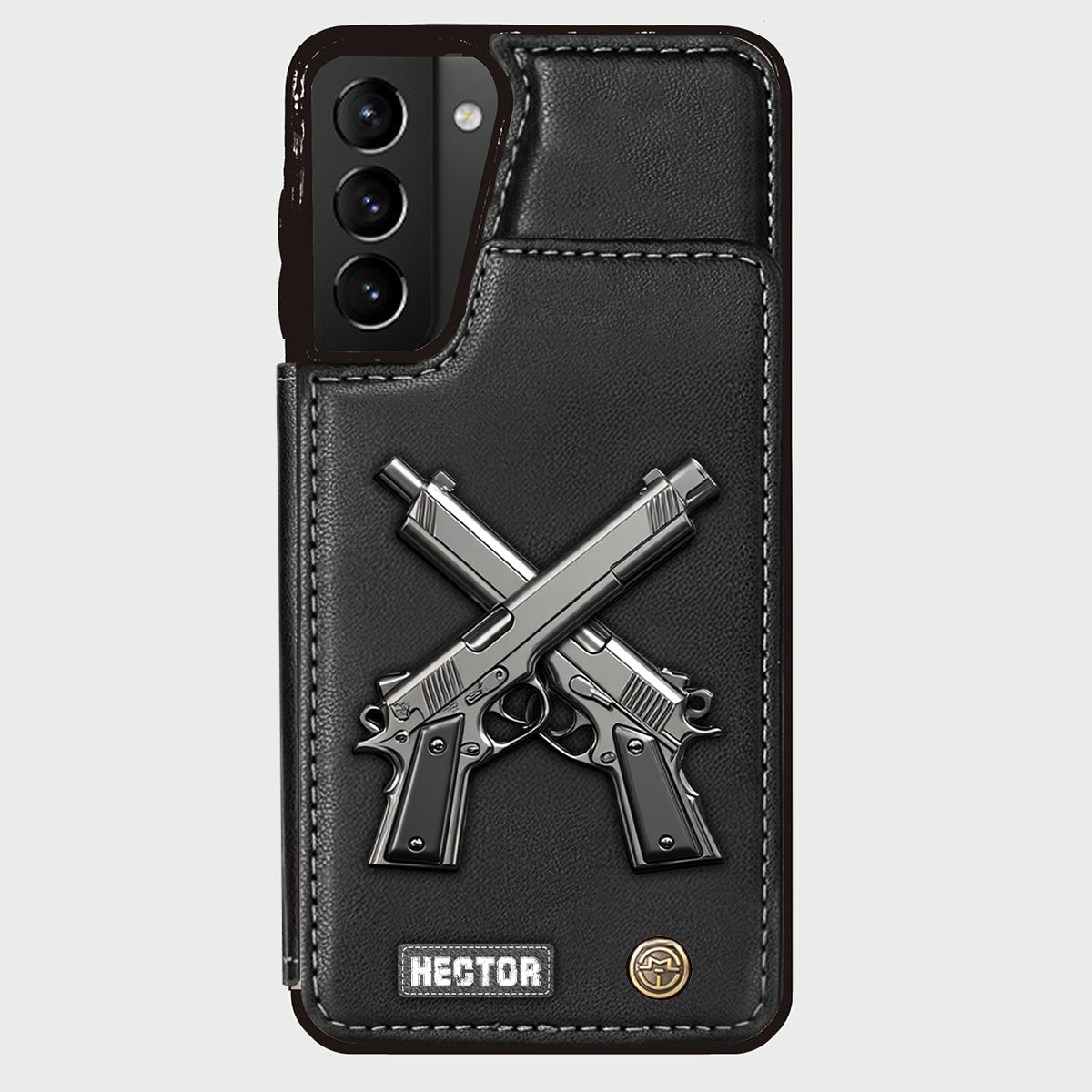 Étui portefeuille pour téléphone avec pistolets croisés - Équipement tactique personnalisé