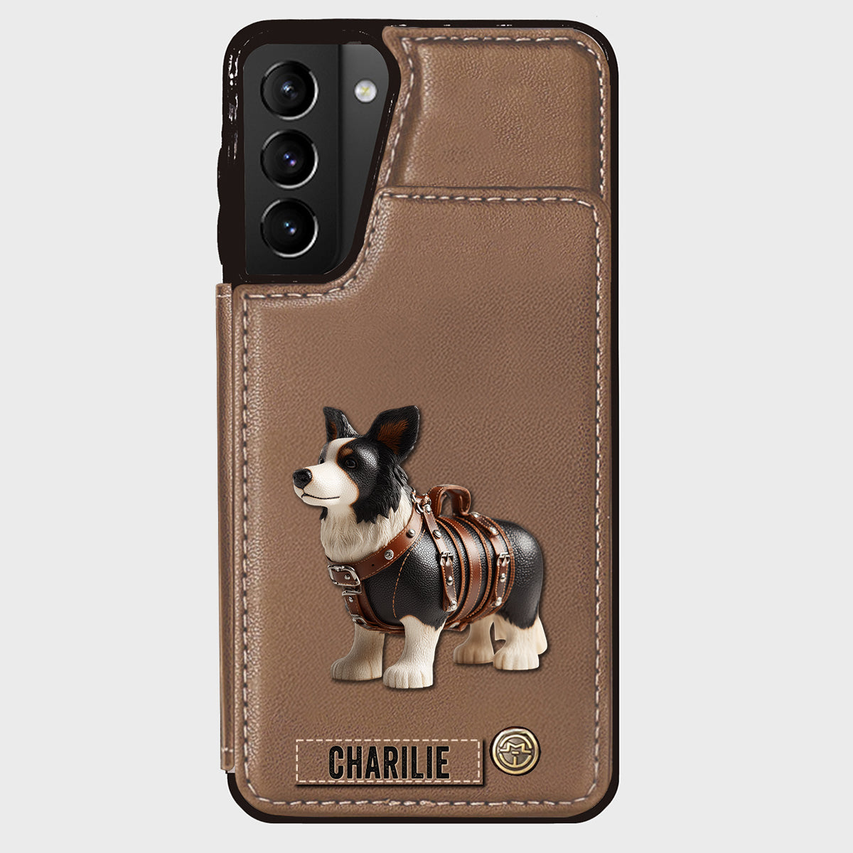 Étui portefeuille personnalisé pour téléphone avec un adorable Border Collie - Étui pour téléphone/portefeuille pour chien