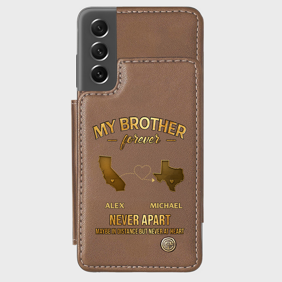 Mein Bruder/Meine Schwester/Mein Sohn... Für immer, nie getrennt. Vielleicht in der Ferne, aber nie im Herzen – Personalisierte Handyhülle mit Geschwistermotiv