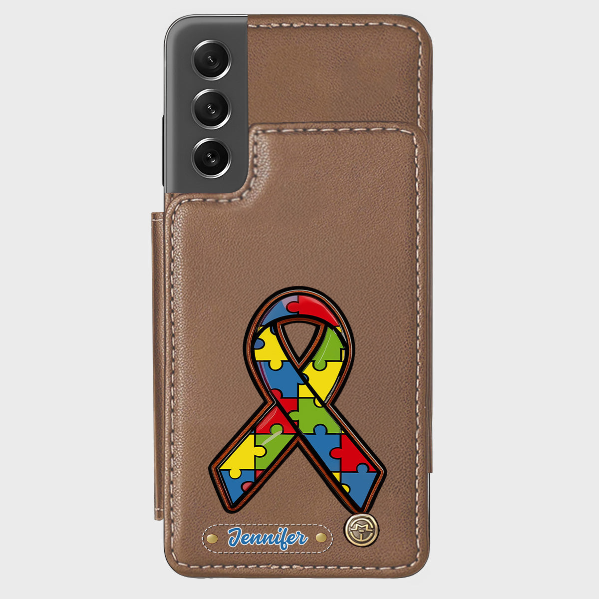 Autismus-Bewusstsein – Personalisierte Handyhülle mit Brieftaschenmotiv zum Thema Autismus