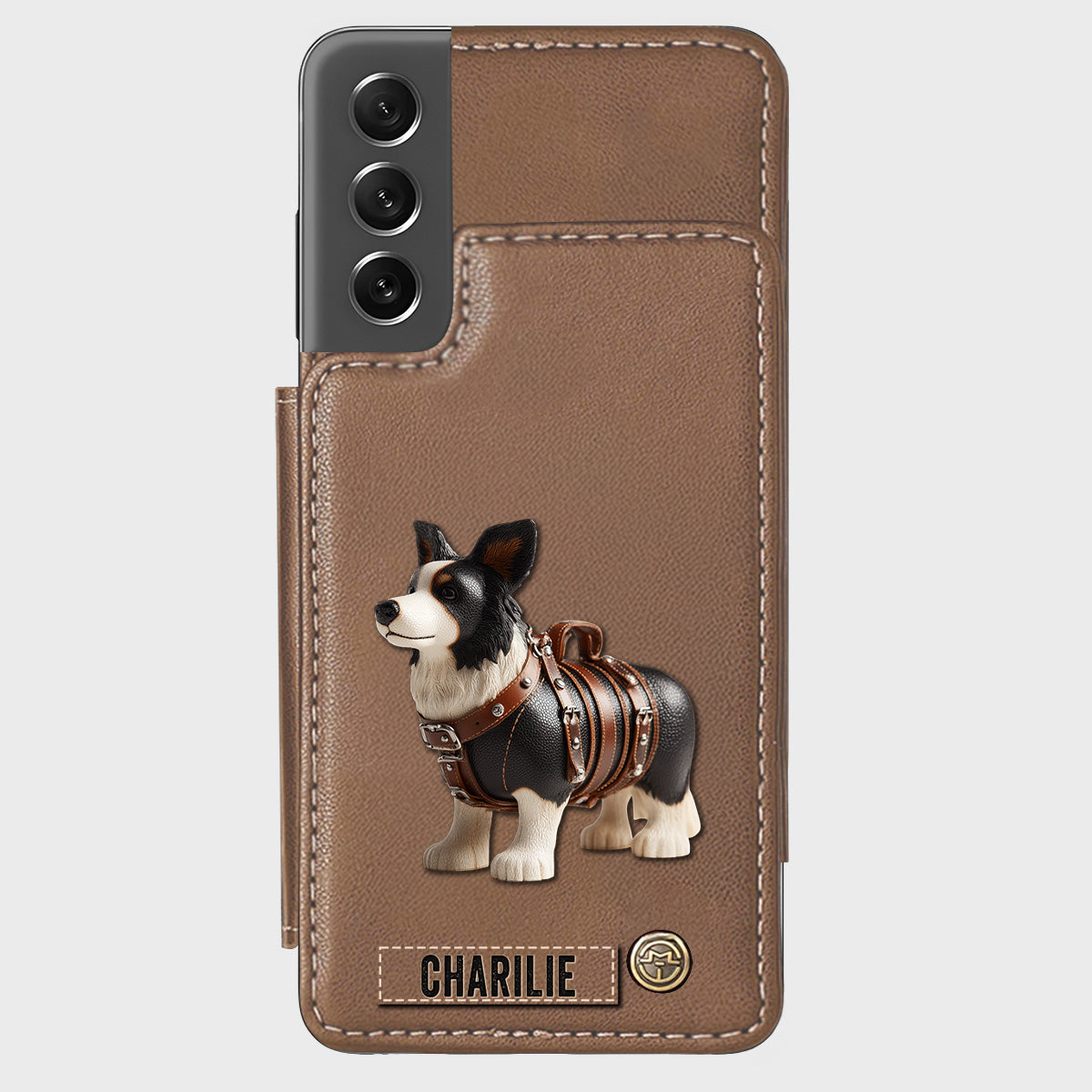 Étui portefeuille personnalisé pour téléphone avec un adorable Border Collie - Étui pour téléphone/portefeuille pour chien