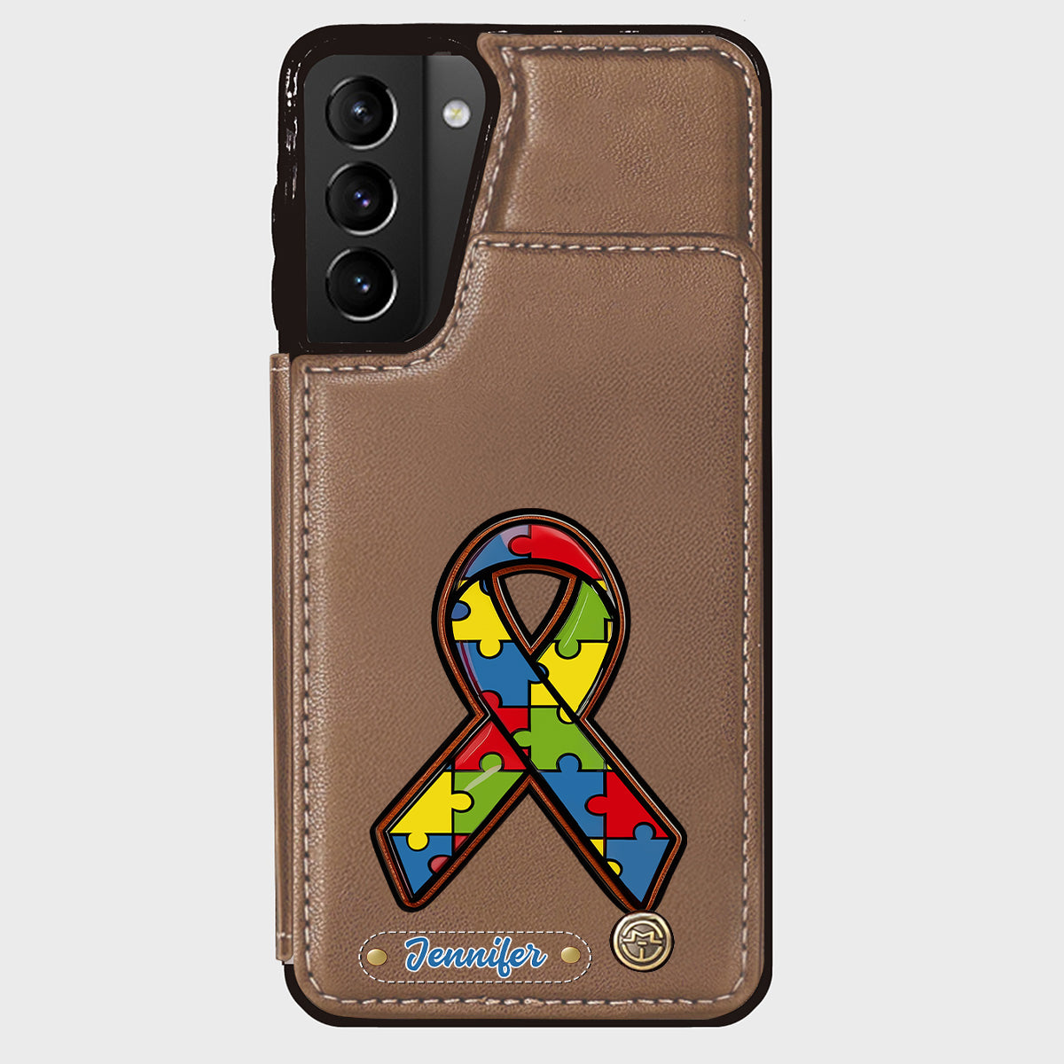 Autismus-Bewusstsein – Personalisierte Handyhülle mit Brieftaschenmotiv zum Thema Autismus