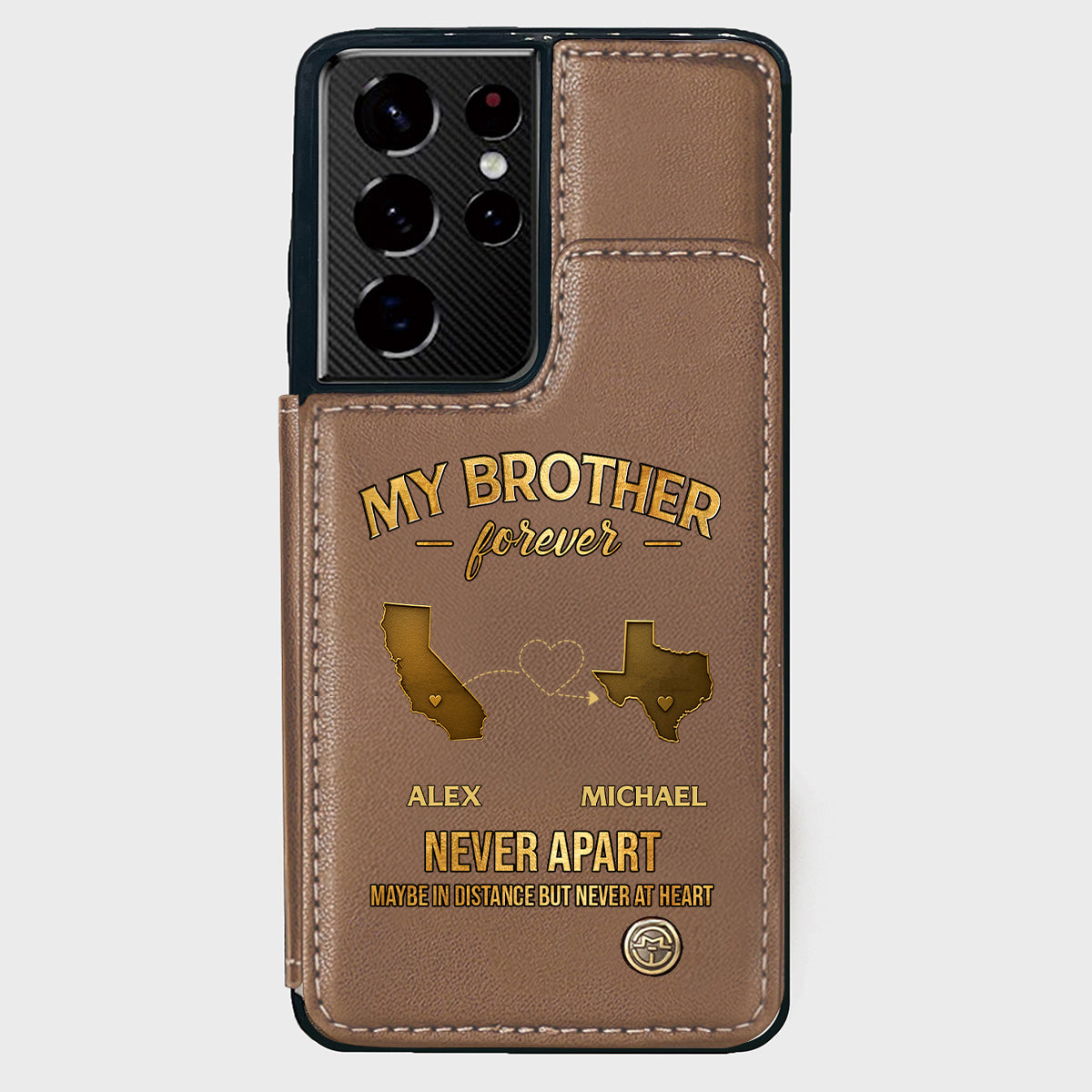 Mein Bruder/Meine Schwester/Mein Sohn... Für immer, nie getrennt. Vielleicht in der Ferne, aber nie im Herzen – Personalisierte Handyhülle mit Geschwistermotiv