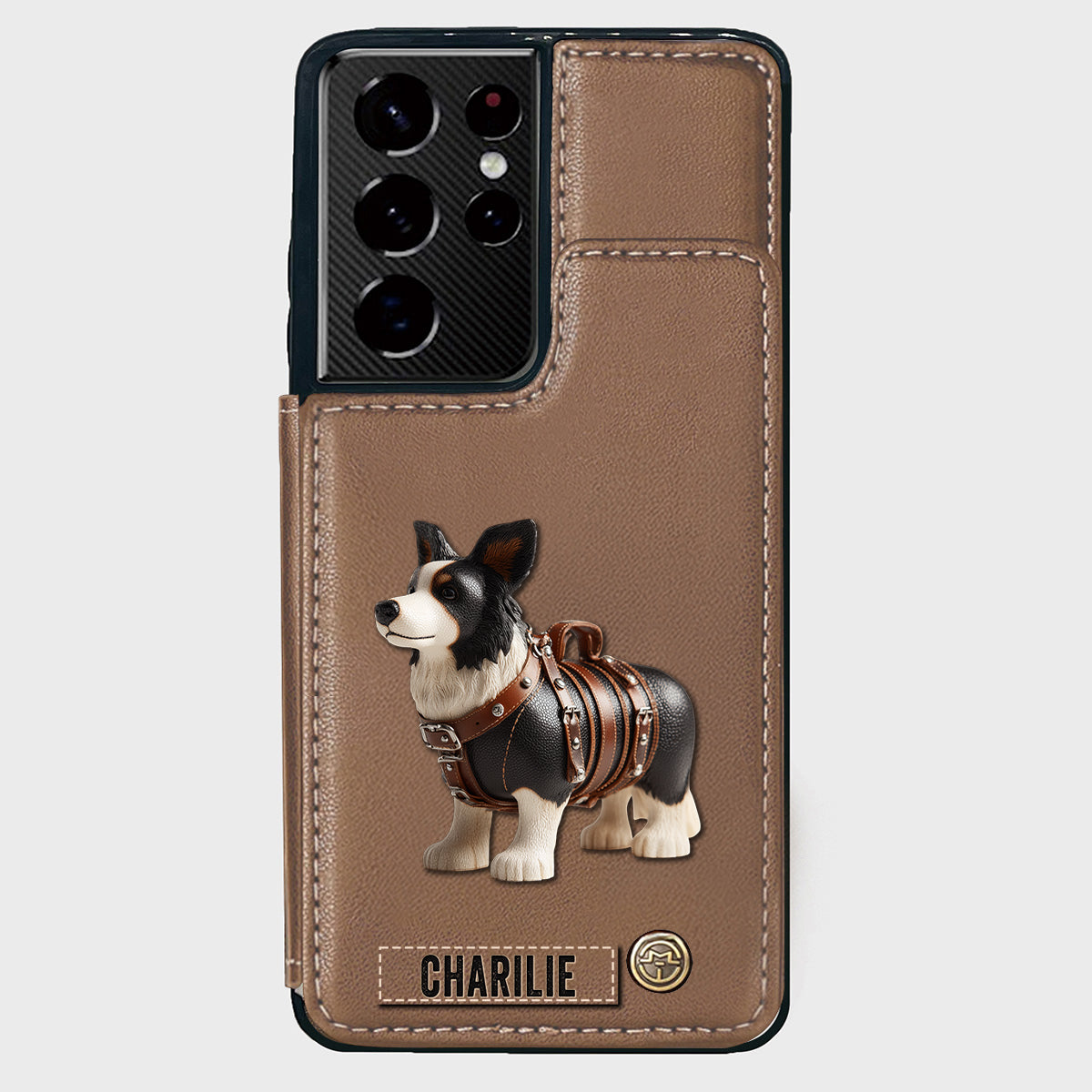 Étui portefeuille personnalisé pour téléphone avec un adorable Border Collie - Étui pour téléphone/portefeuille pour chien