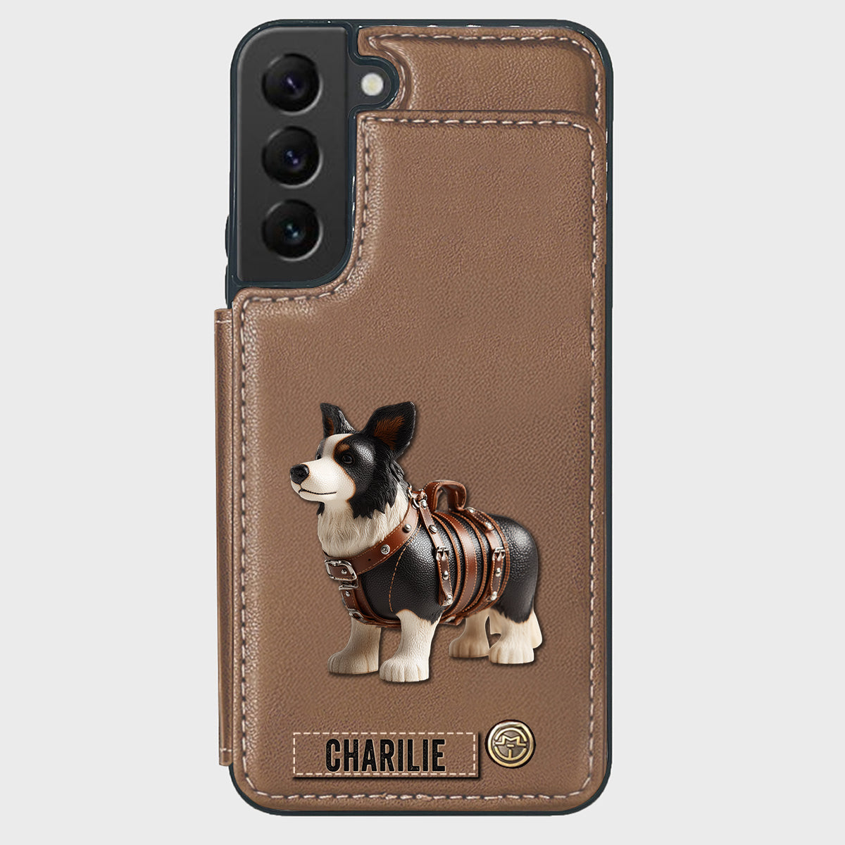 Étui portefeuille personnalisé pour téléphone avec un adorable Border Collie - Étui pour téléphone/portefeuille pour chien