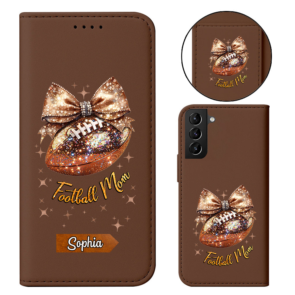 Étui portefeuille pour téléphone à paillettes en forme de ballon de football - Personnalisé et avec bandoulière