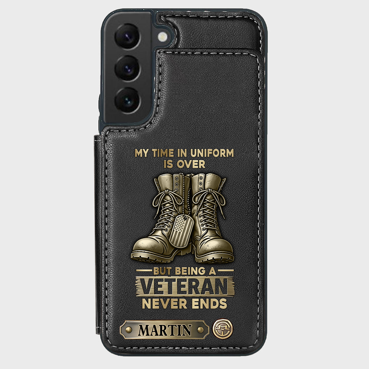 Étui portefeuille personnalisé pour téléphone, en hommage aux anciens combattants.