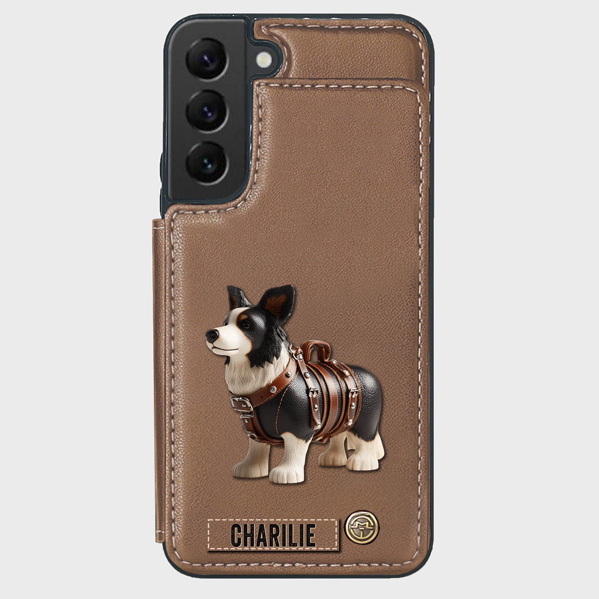 Étui portefeuille personnalisé pour téléphone avec un adorable Border Collie - Étui pour téléphone/portefeuille pour chien