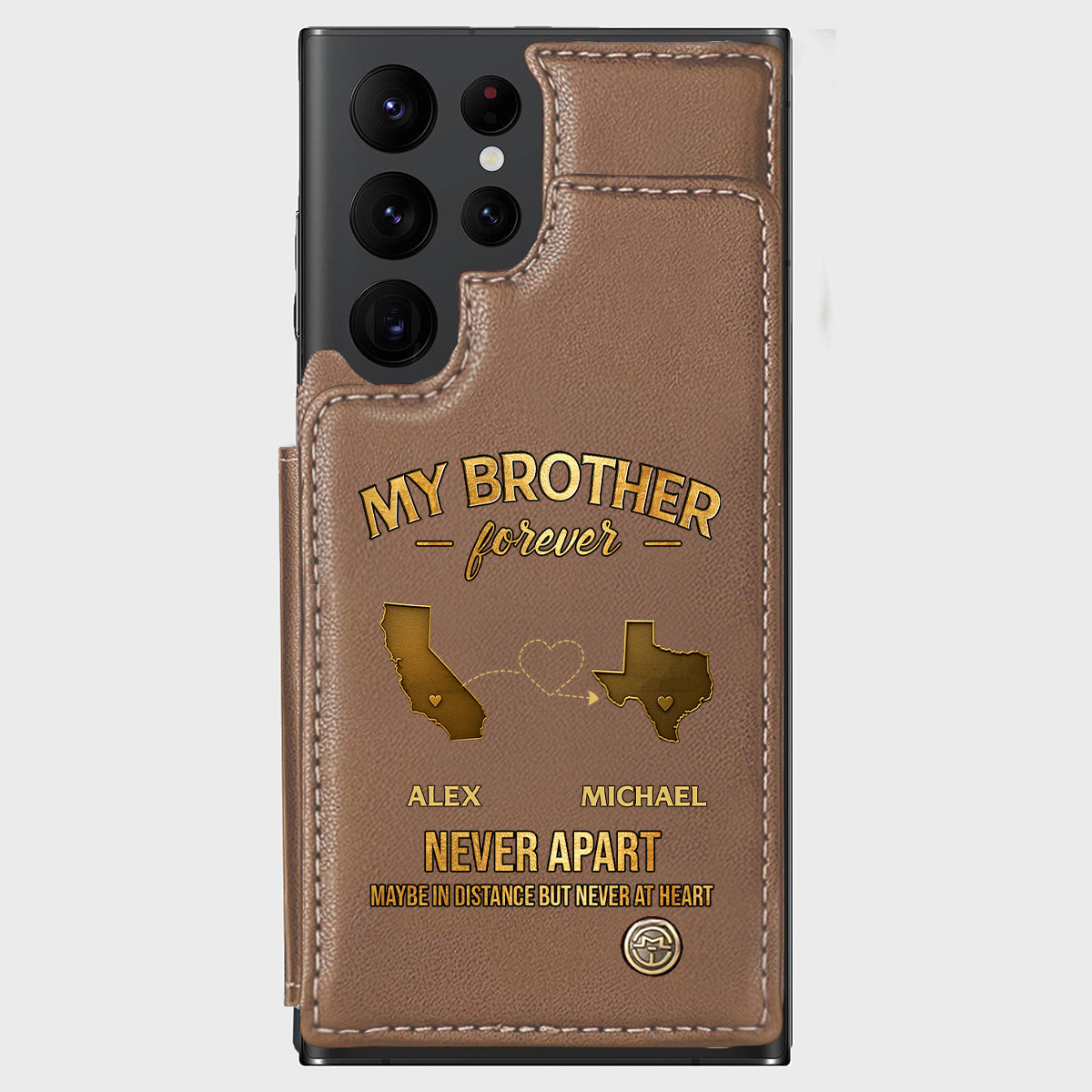 Mein Bruder/Meine Schwester/Mein Sohn... Für immer, nie getrennt. Vielleicht in der Ferne, aber nie im Herzen – Personalisierte Handyhülle mit Geschwistermotiv