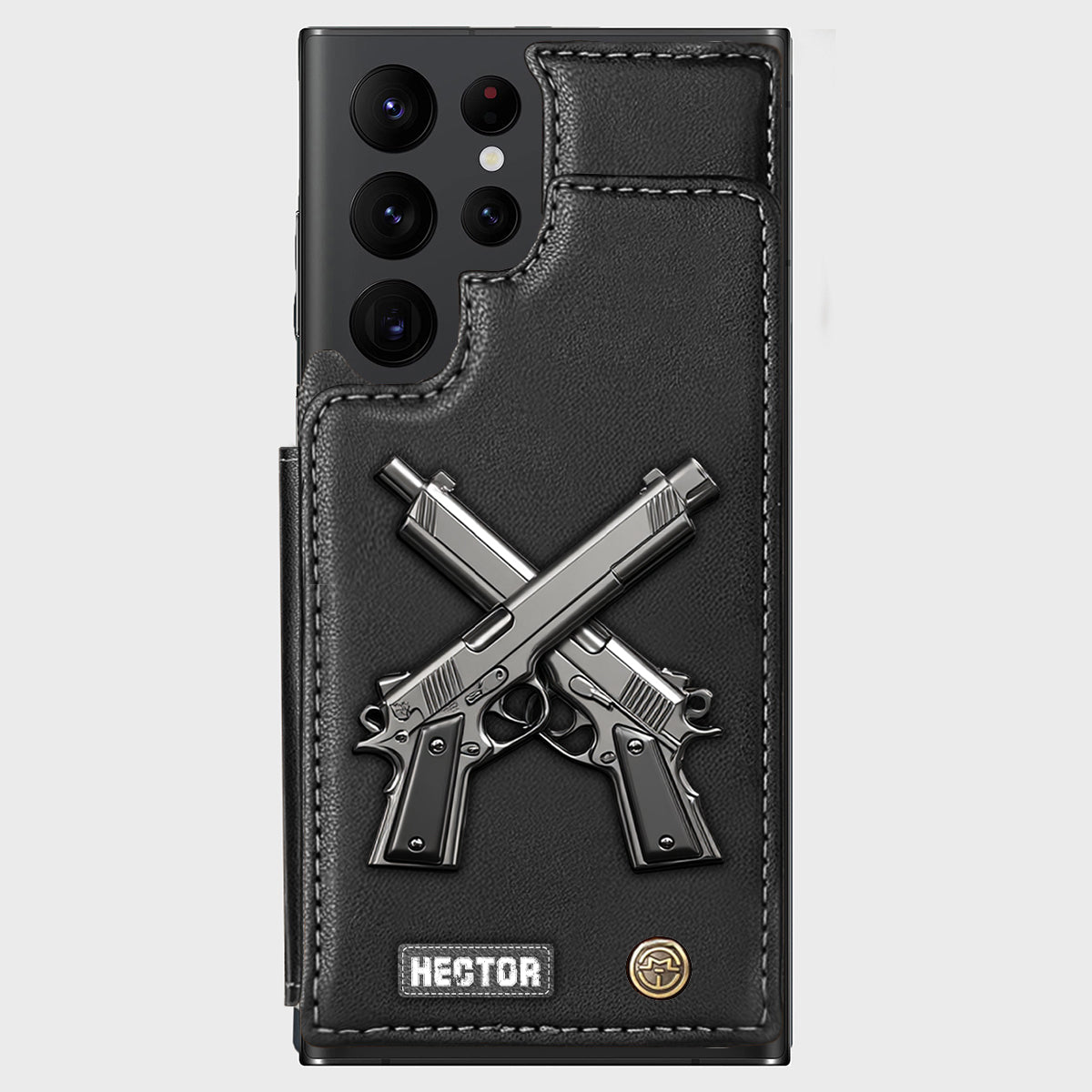 Étui portefeuille pour téléphone avec pistolets croisés - Équipement tactique personnalisé