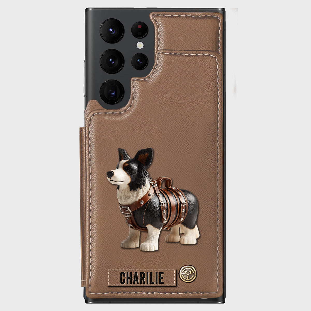 Étui portefeuille personnalisé pour téléphone avec un adorable Border Collie - Étui pour téléphone/portefeuille pour chien