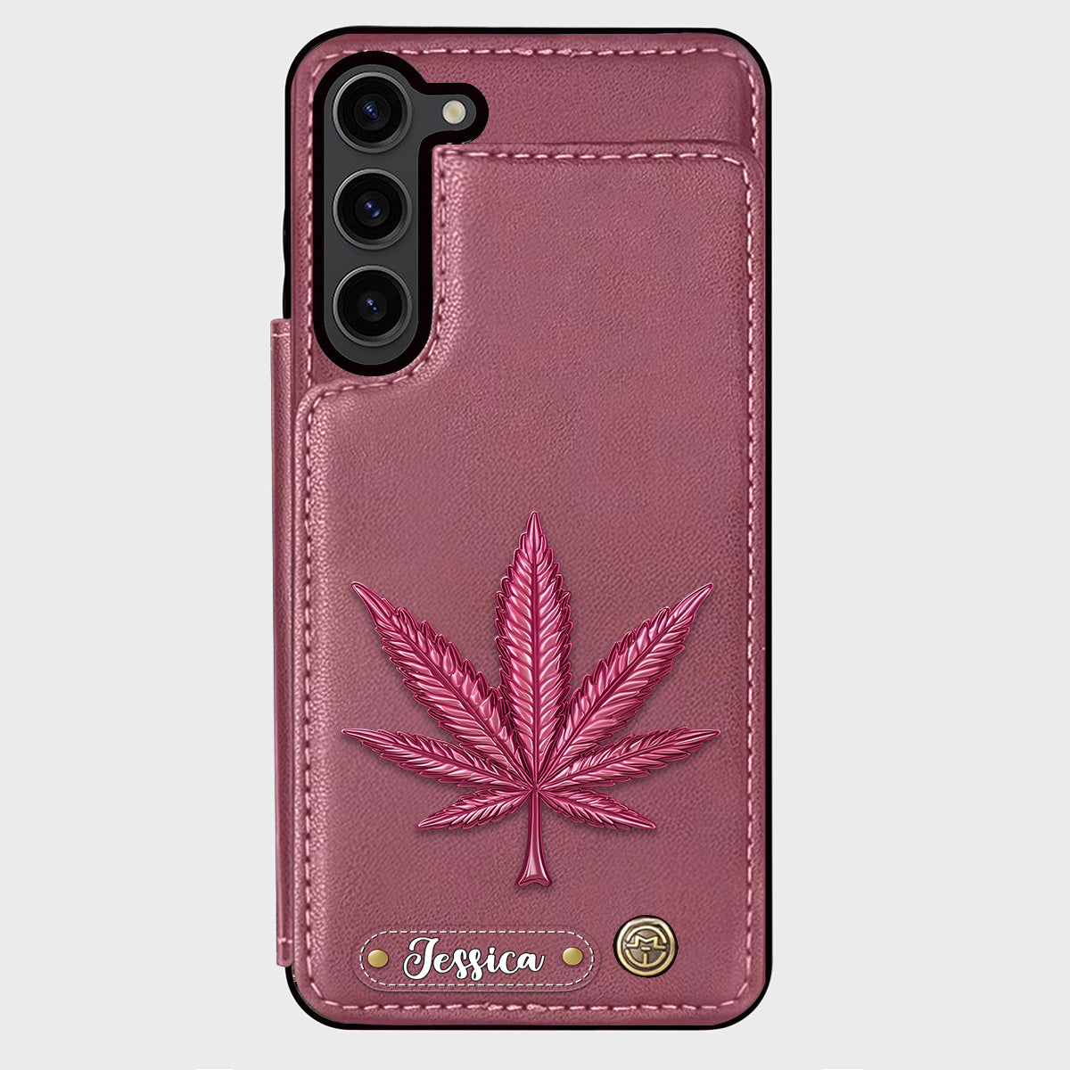 Bonne humeur - Étui portefeuille personnalisé pour téléphone avec motif cannabis