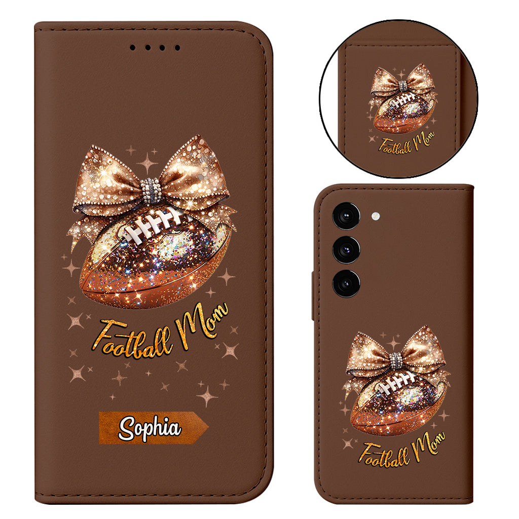 Étui portefeuille pour téléphone à paillettes en forme de ballon de football - Personnalisé et avec bandoulière