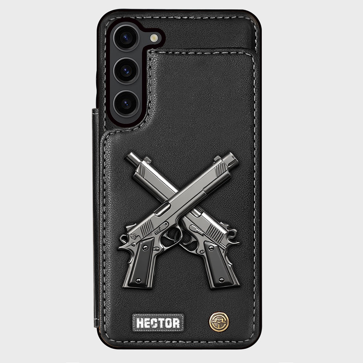 Étui portefeuille pour téléphone avec pistolets croisés - Équipement tactique personnalisé
