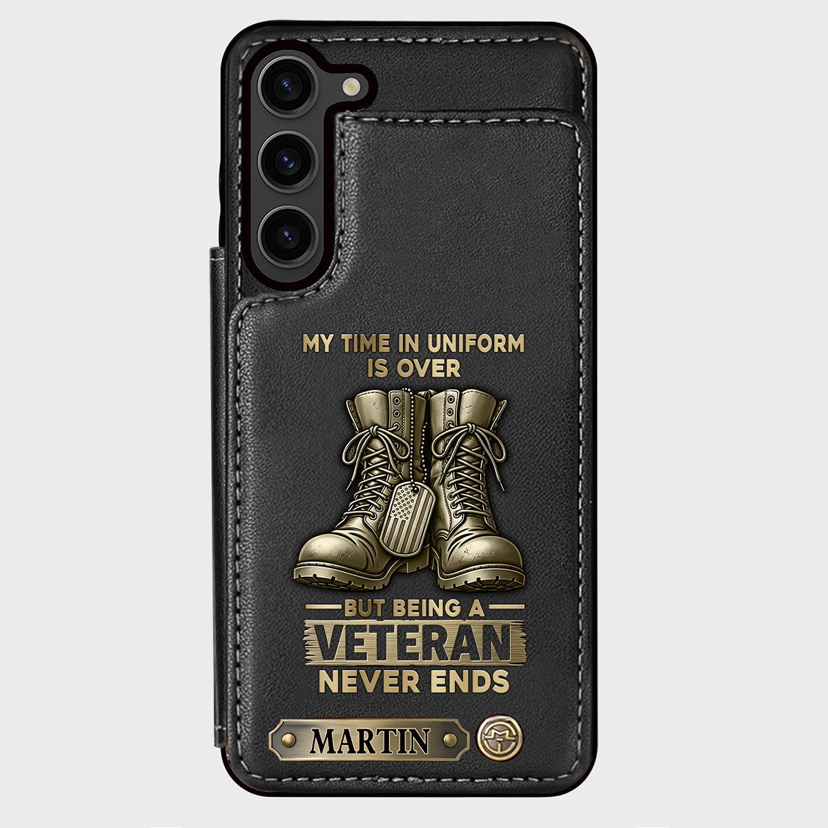 Étui portefeuille personnalisé pour téléphone, en hommage aux anciens combattants.