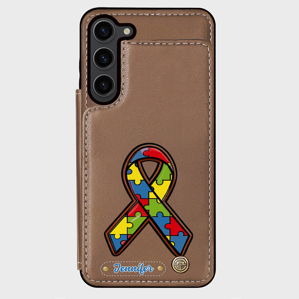 Autismus-Bewusstsein – Personalisierte Handyhülle mit Brieftaschenmotiv zum Thema Autismus