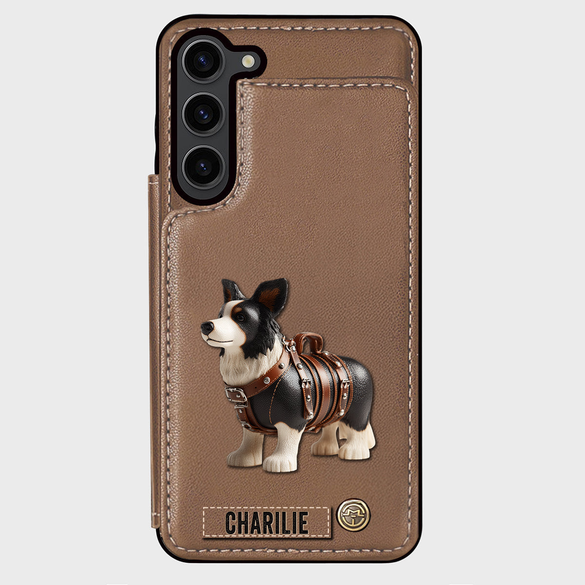 Étui portefeuille personnalisé pour téléphone avec un adorable Border Collie - Étui pour téléphone/portefeuille pour chien