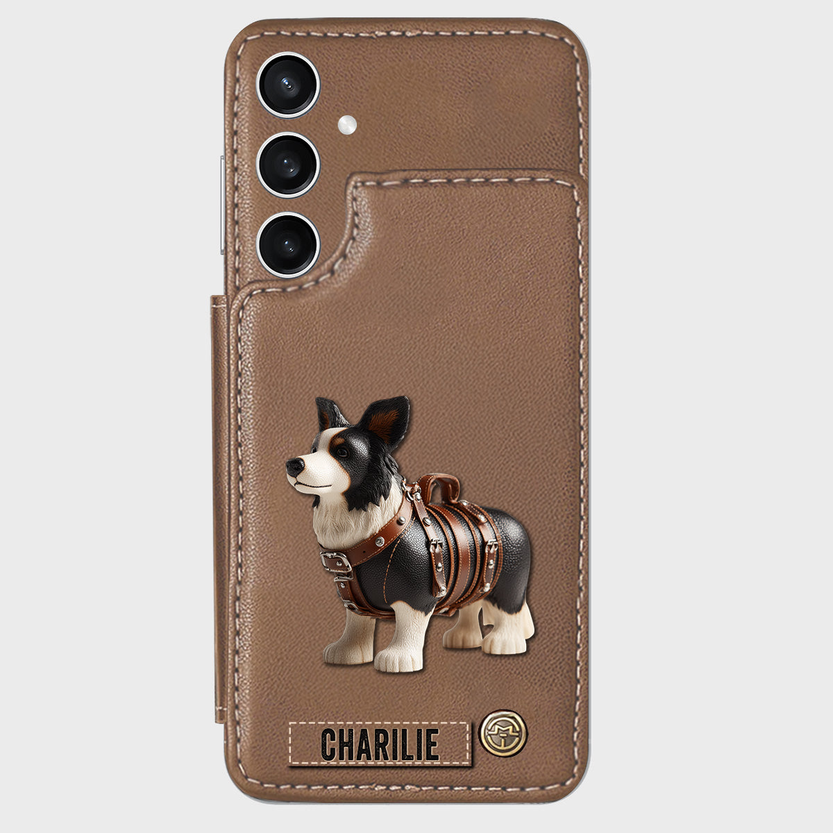 Étui portefeuille personnalisé pour téléphone avec un adorable Border Collie - Étui pour téléphone/portefeuille pour chien