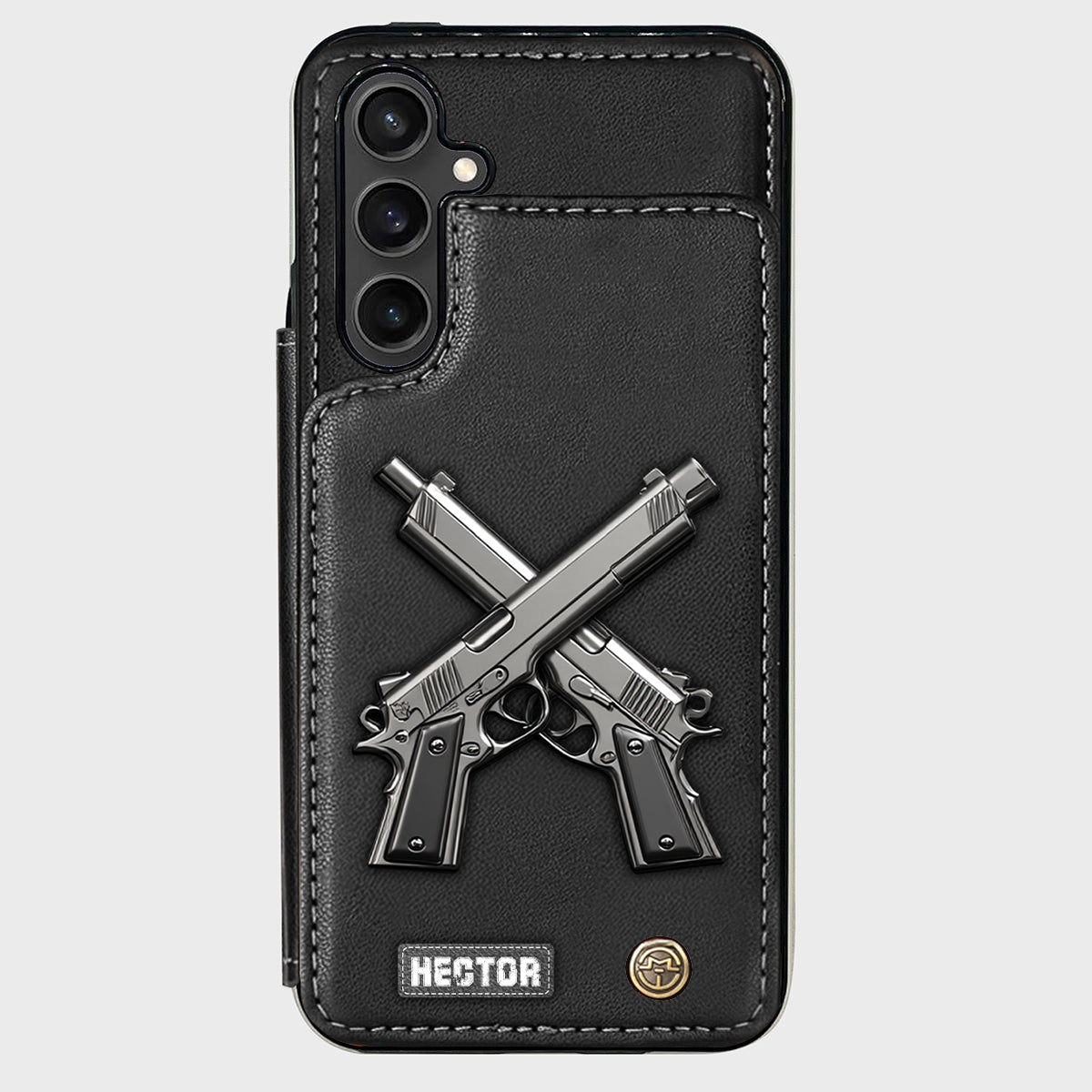 Étui portefeuille pour téléphone avec pistolets croisés - Équipement tactique personnalisé