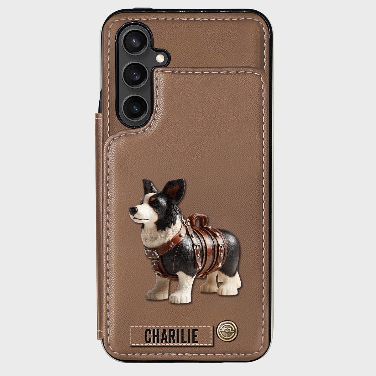 Étui portefeuille personnalisé pour téléphone avec un adorable Border Collie - Étui pour téléphone/portefeuille pour chien