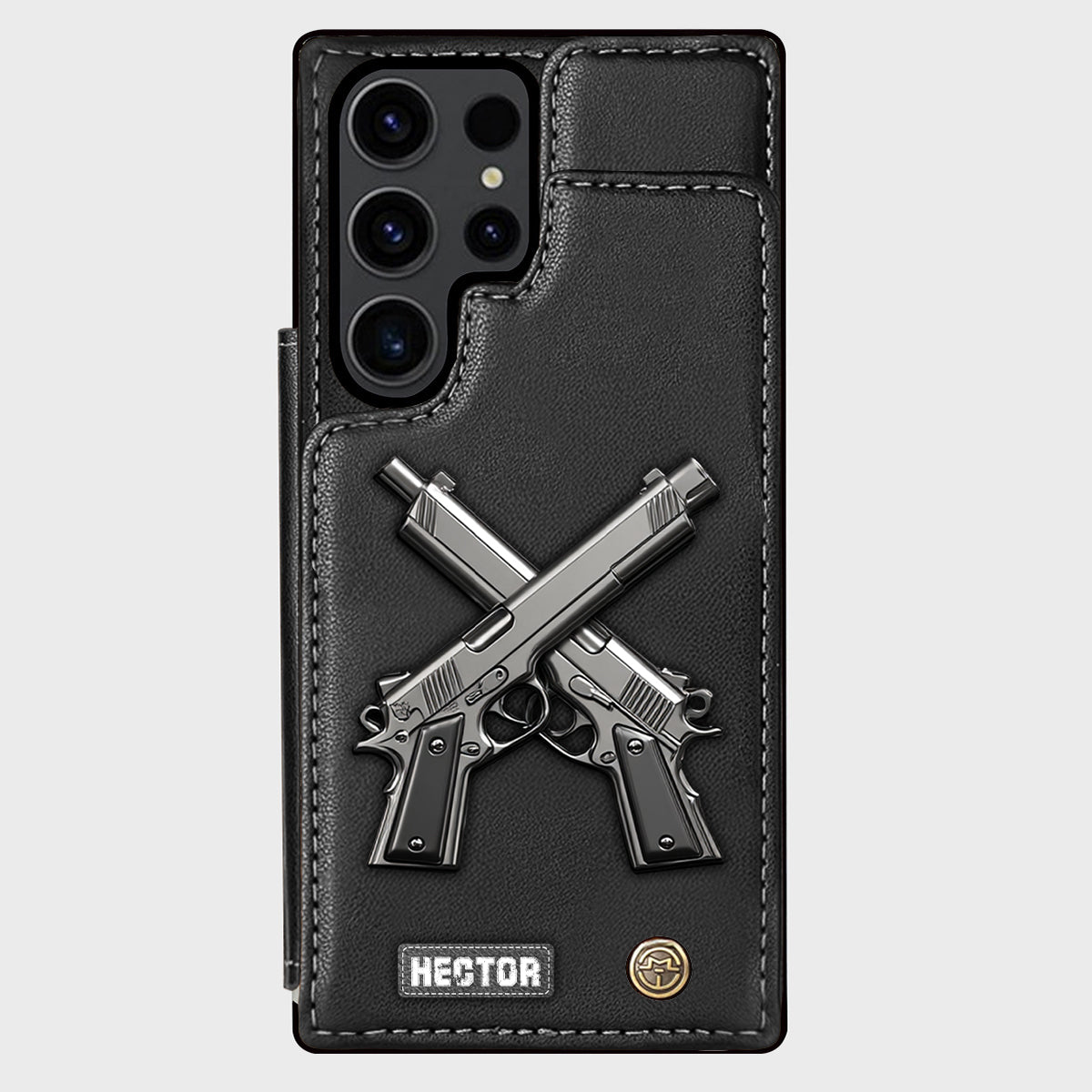 Étui portefeuille pour téléphone avec pistolets croisés - Équipement tactique personnalisé