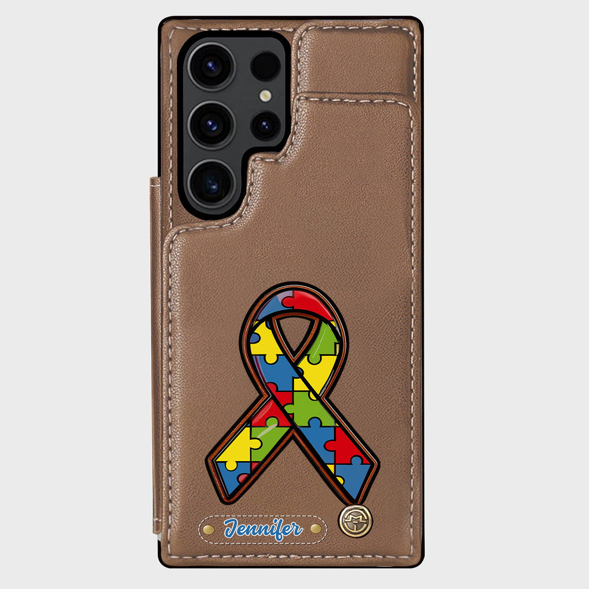 Autismus-Bewusstsein – Personalisierte Handyhülle mit Brieftaschenmotiv zum Thema Autismus