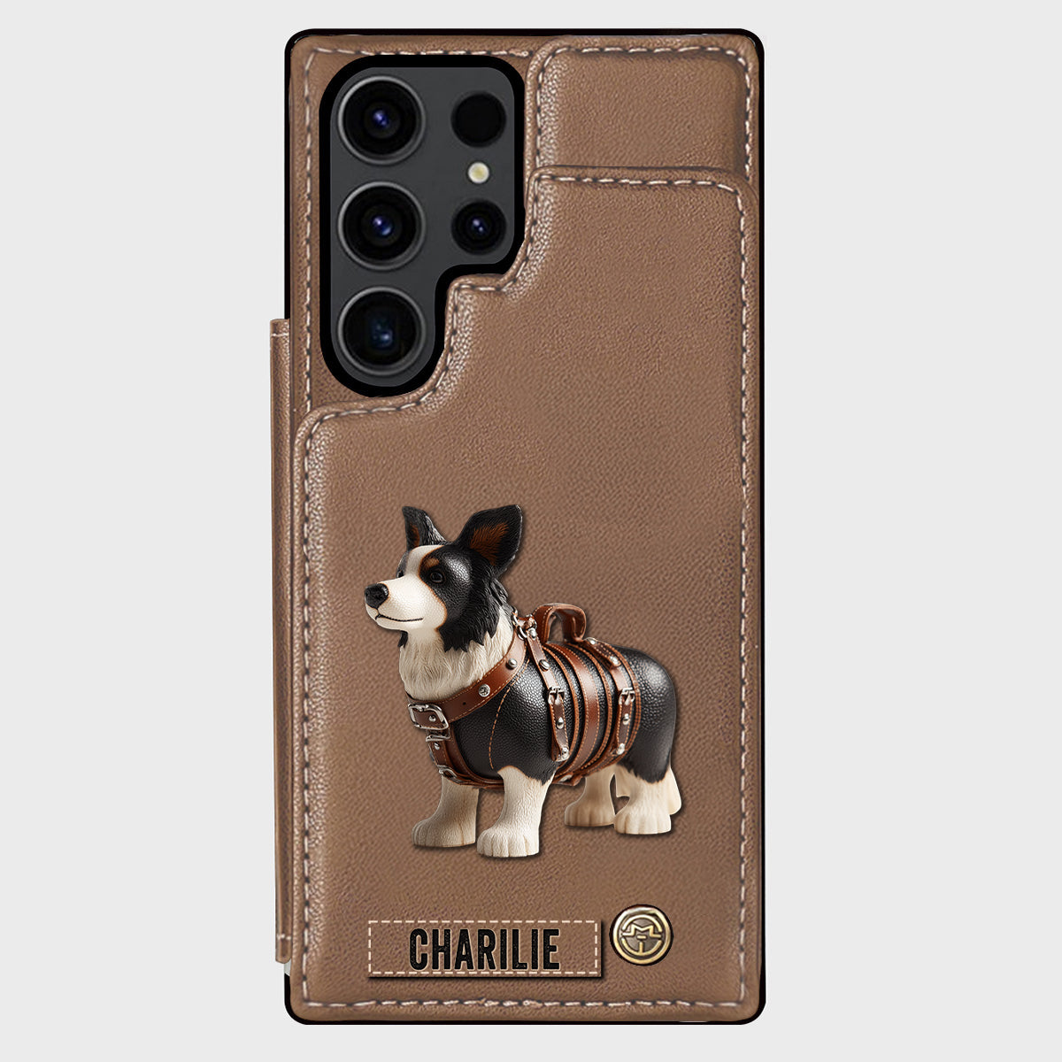 Étui portefeuille personnalisé pour téléphone avec un adorable Border Collie - Étui pour téléphone/portefeuille pour chien