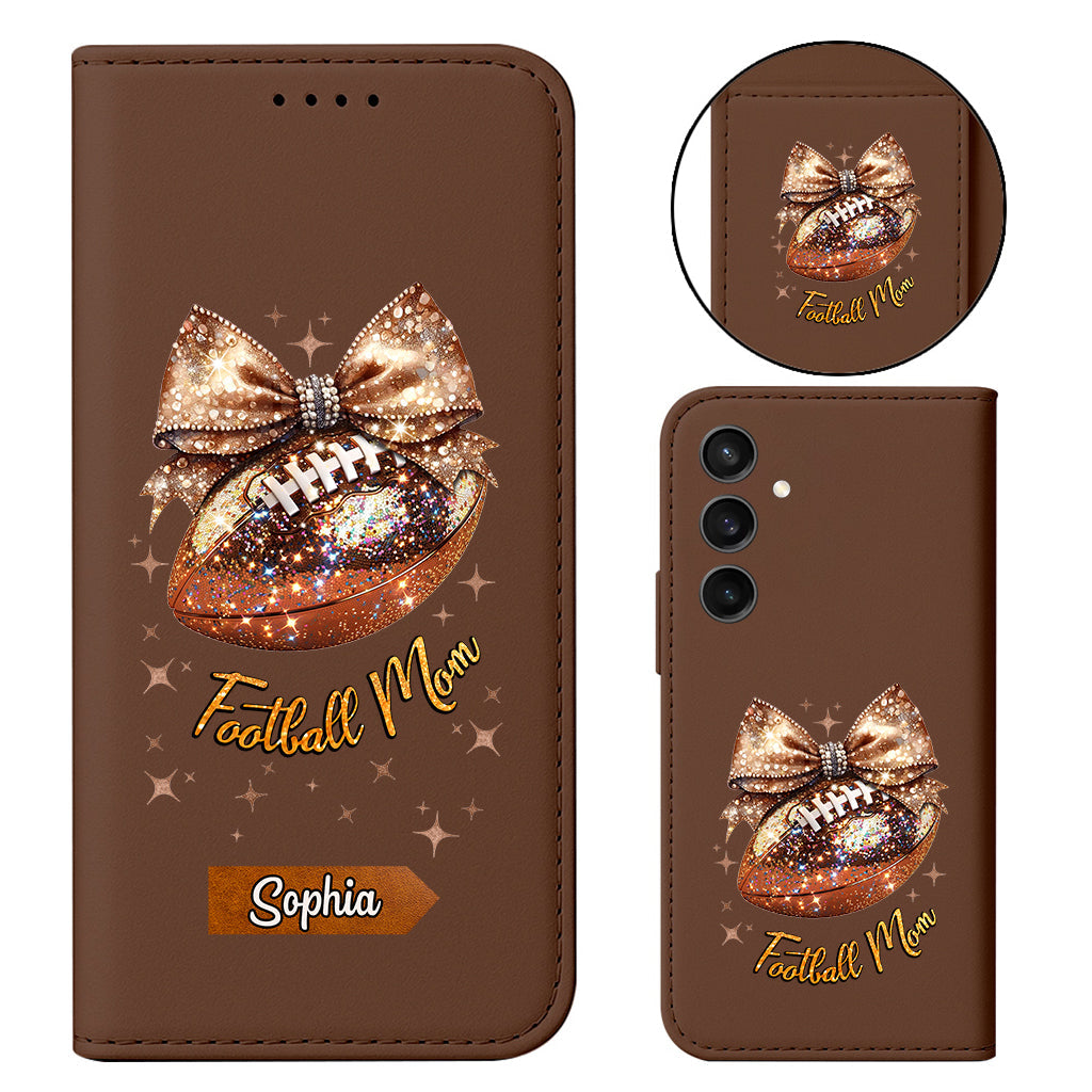 Étui portefeuille pour téléphone à paillettes en forme de ballon de football - Personnalisé et avec bandoulière