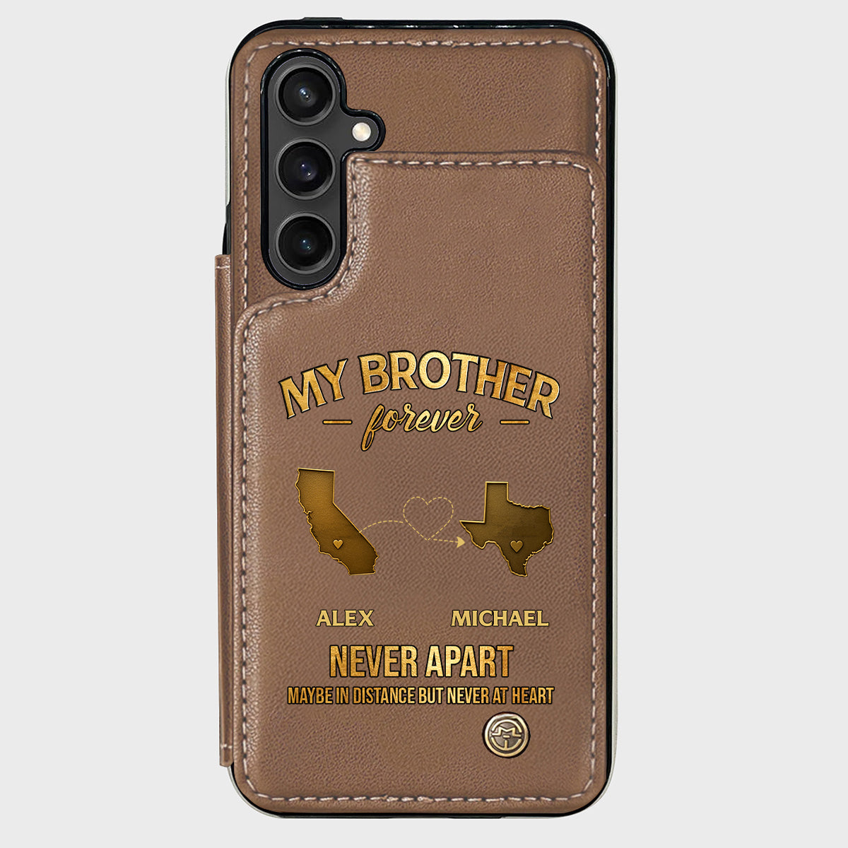 Mein Bruder/Meine Schwester/Mein Sohn... Für immer, nie getrennt. Vielleicht in der Ferne, aber nie im Herzen – Personalisierte Handyhülle mit Geschwistermotiv