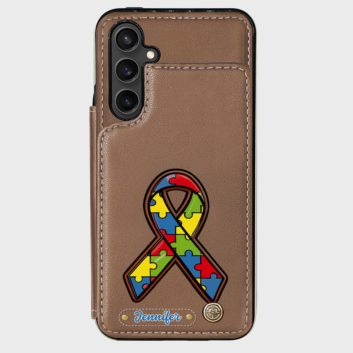 Autismus-Bewusstsein – Personalisierte Handyhülle mit Brieftaschenmotiv zum Thema Autismus