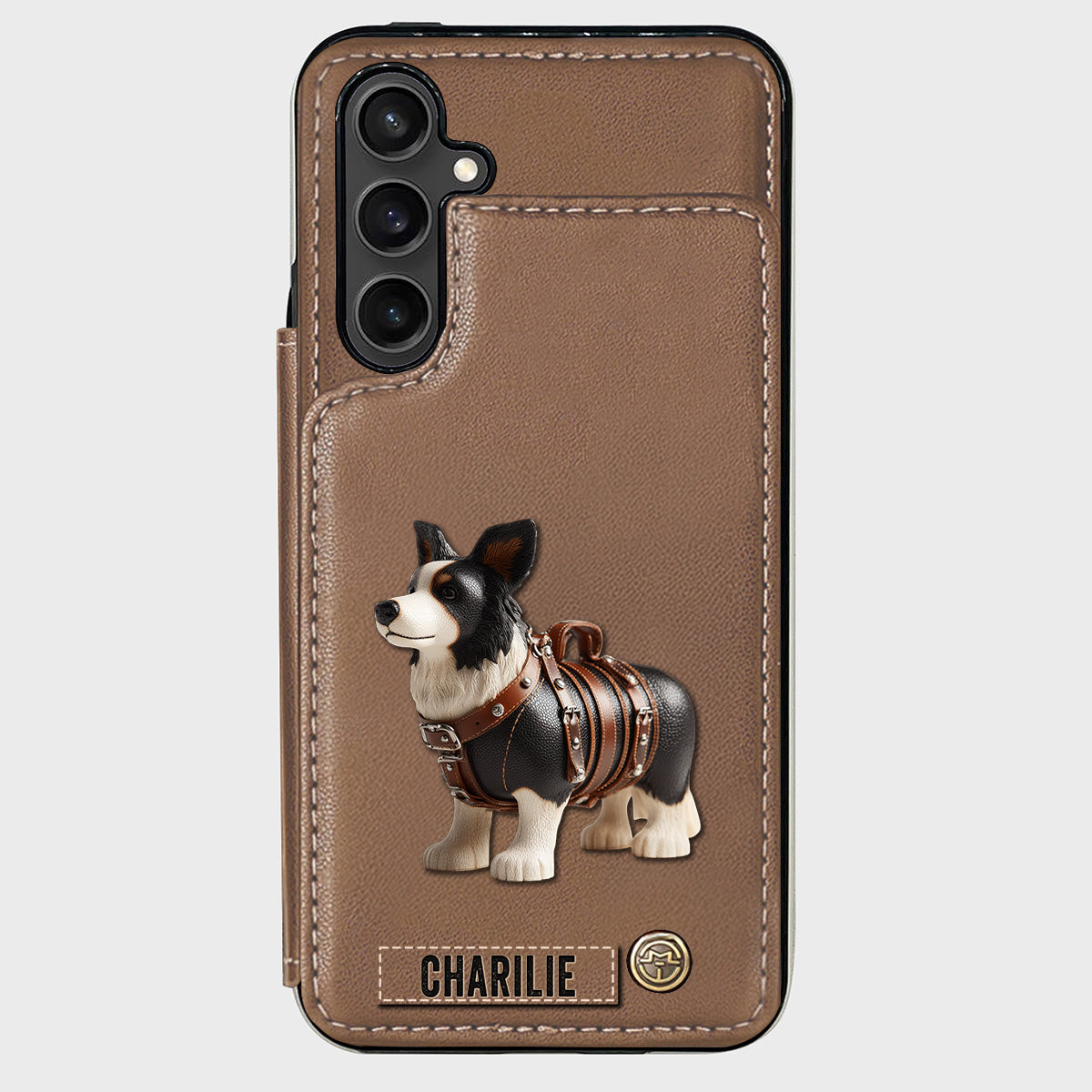 Étui portefeuille personnalisé pour téléphone avec un adorable Border Collie - Étui pour téléphone/portefeuille pour chien