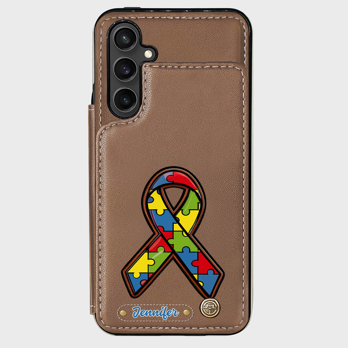 Autismus-Bewusstsein – Personalisierte Handyhülle mit Brieftaschenmotiv zum Thema Autismus