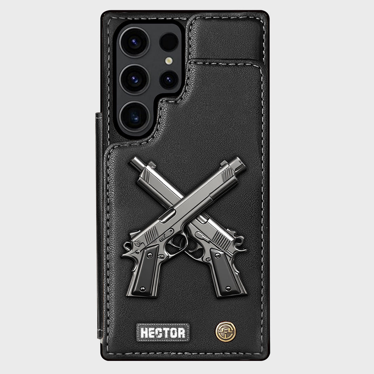 Étui portefeuille pour téléphone avec pistolets croisés - Équipement tactique personnalisé