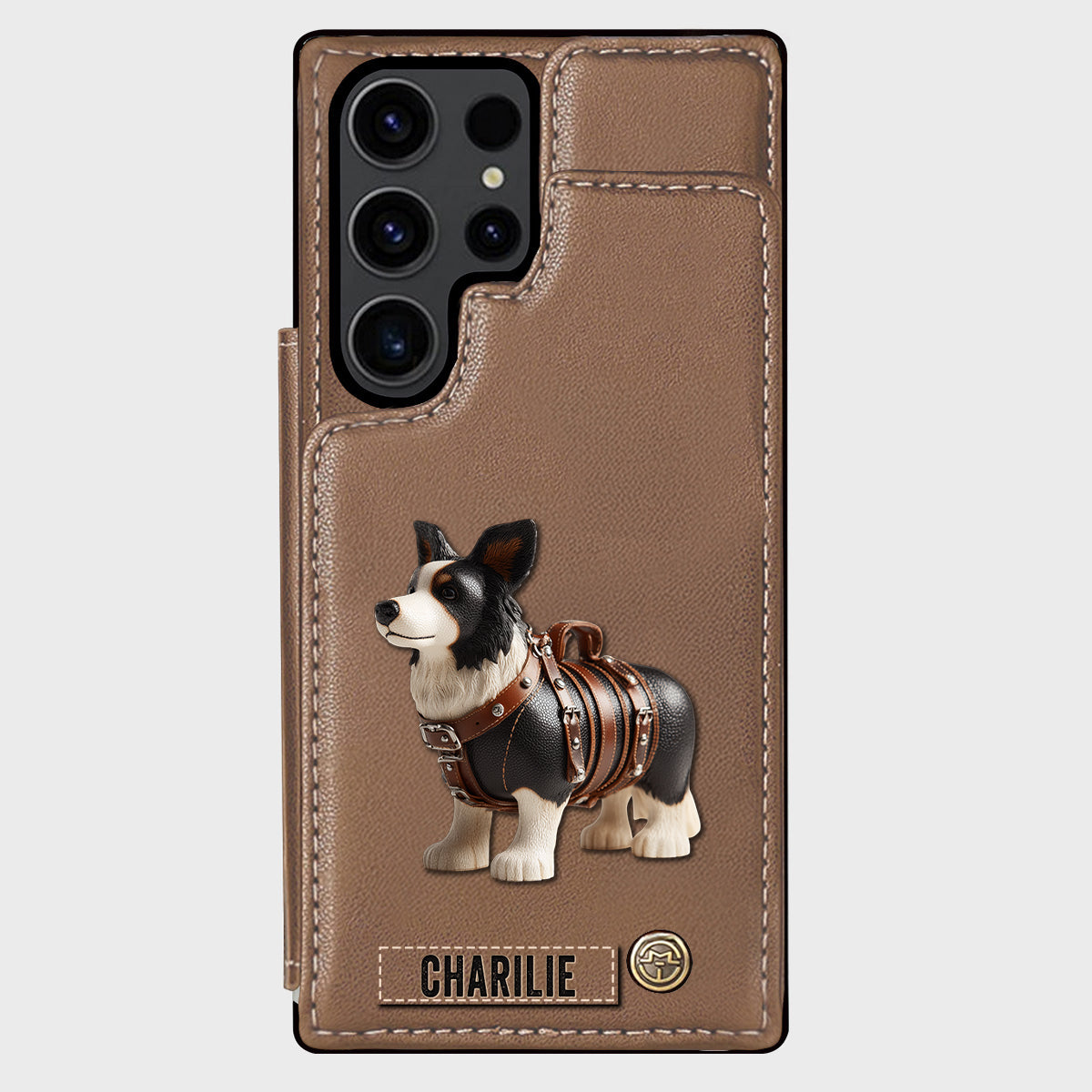 Étui portefeuille personnalisé pour téléphone avec un adorable Border Collie - Étui pour téléphone/portefeuille pour chien