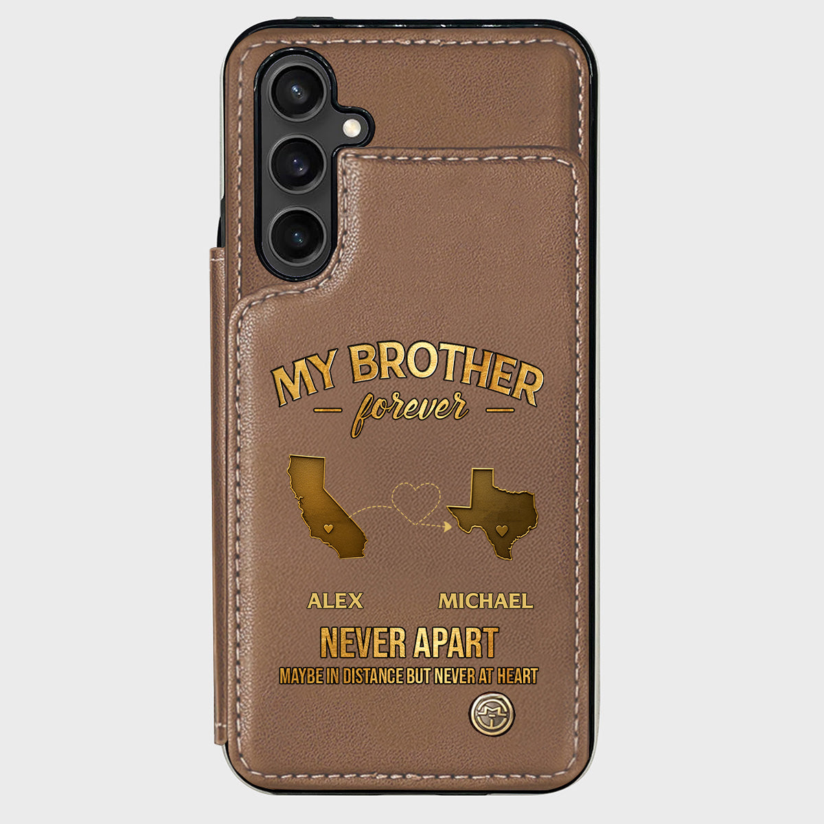 Mein Bruder/Meine Schwester/Mein Sohn... Für immer, nie getrennt. Vielleicht in der Ferne, aber nie im Herzen – Personalisierte Handyhülle mit Geschwistermotiv