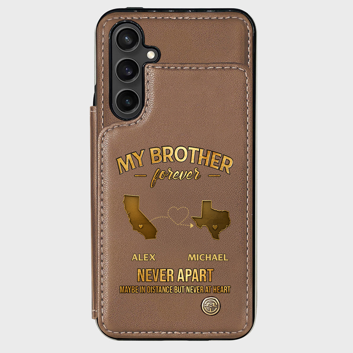 Mein Bruder/Meine Schwester/Mein Sohn... Für immer, nie getrennt. Vielleicht in der Ferne, aber nie im Herzen – Personalisierte Handyhülle mit Geschwistermotiv