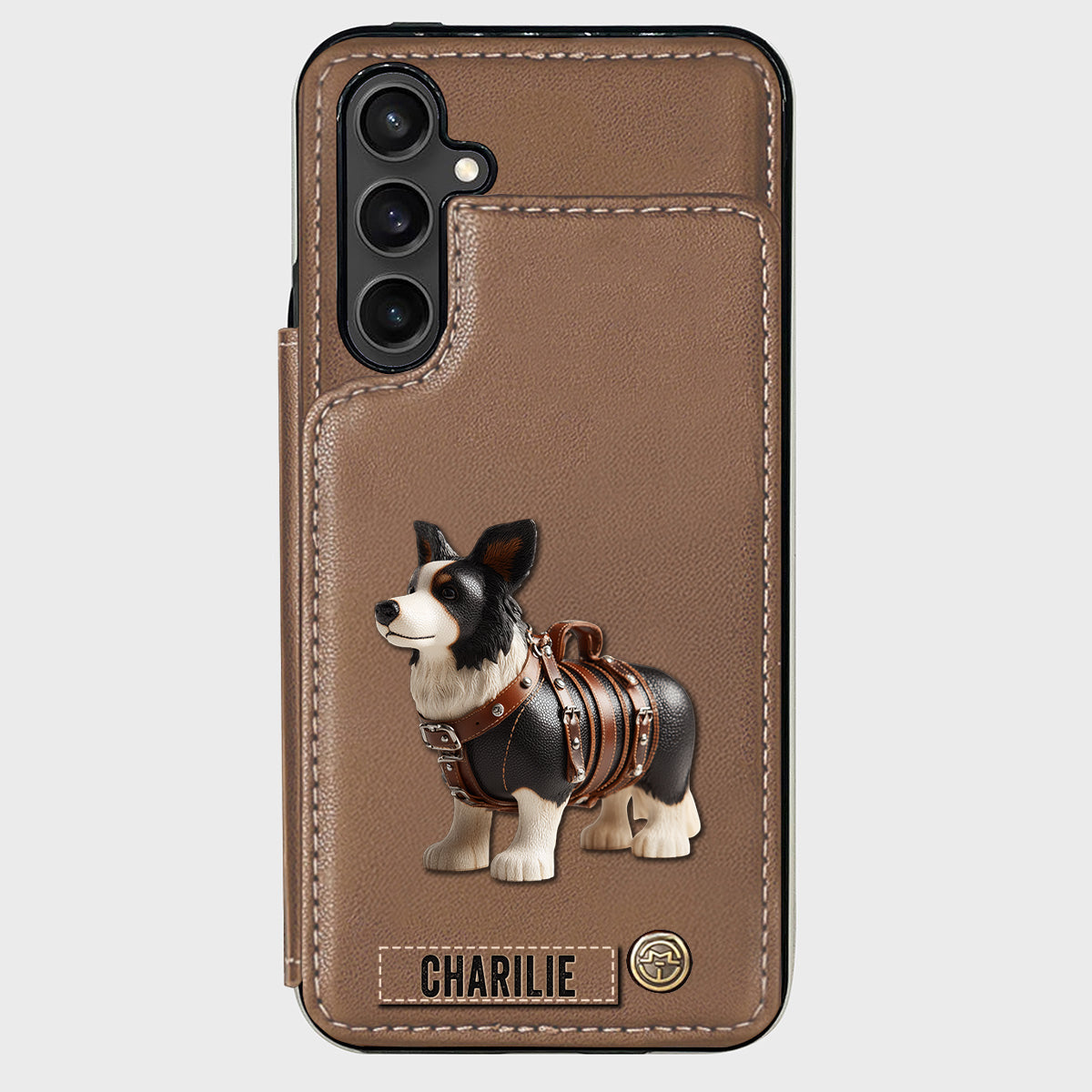 Étui portefeuille personnalisé pour téléphone avec un adorable Border Collie - Étui pour téléphone/portefeuille pour chien