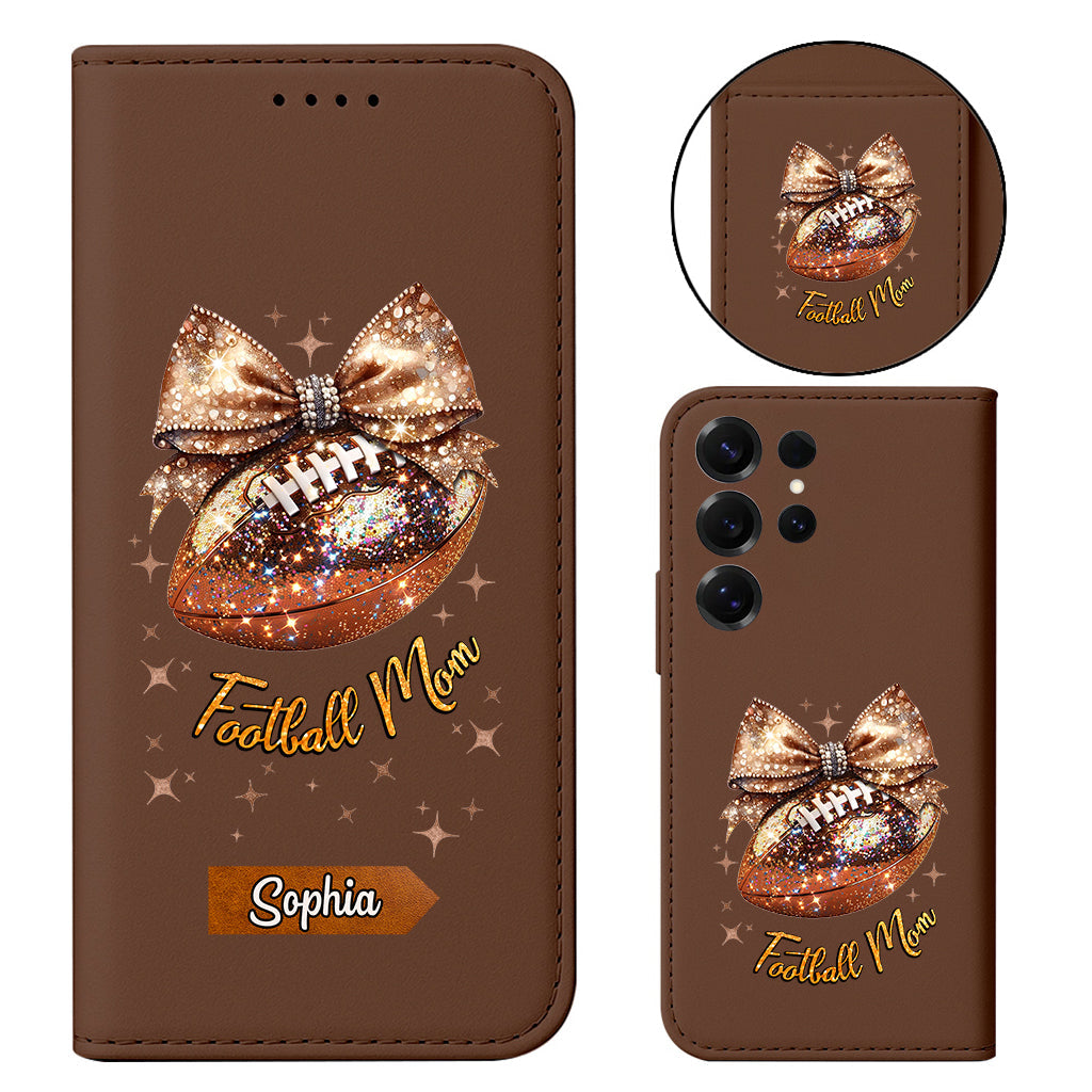 Étui portefeuille pour téléphone à paillettes en forme de ballon de football - Personnalisé et avec bandoulière
