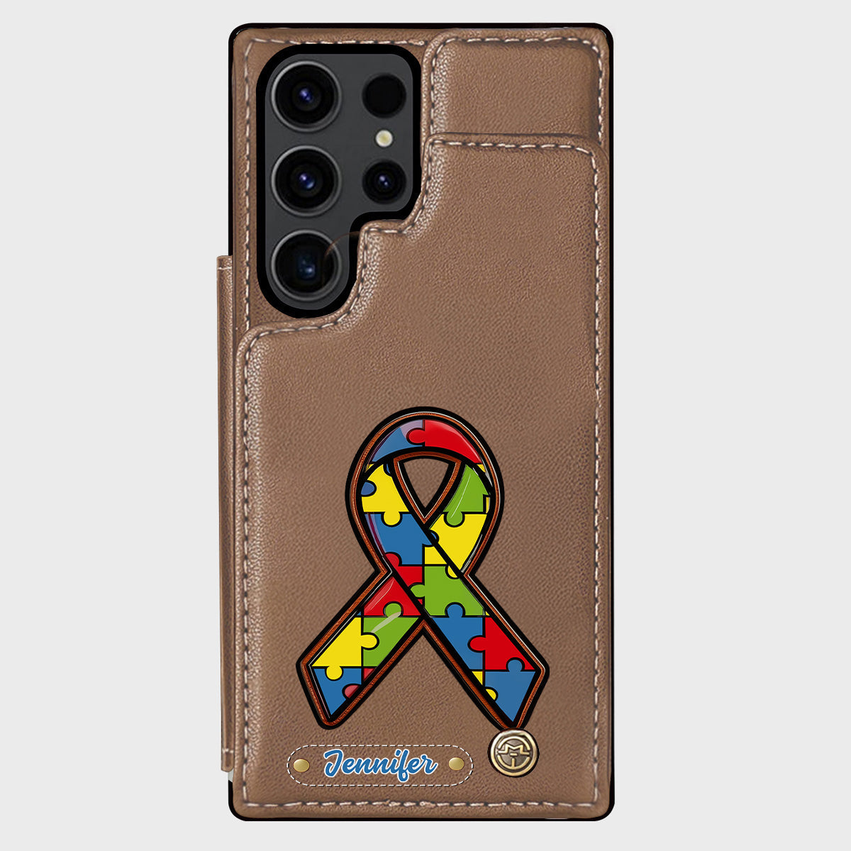 Autismus-Bewusstsein – Personalisierte Handyhülle mit Brieftaschenmotiv zum Thema Autismus
