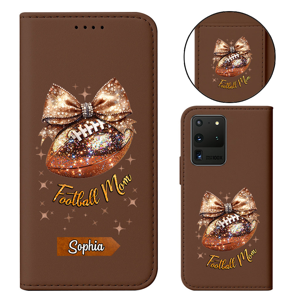 Étui portefeuille pour téléphone à paillettes en forme de ballon de football - Personnalisé et avec bandoulière