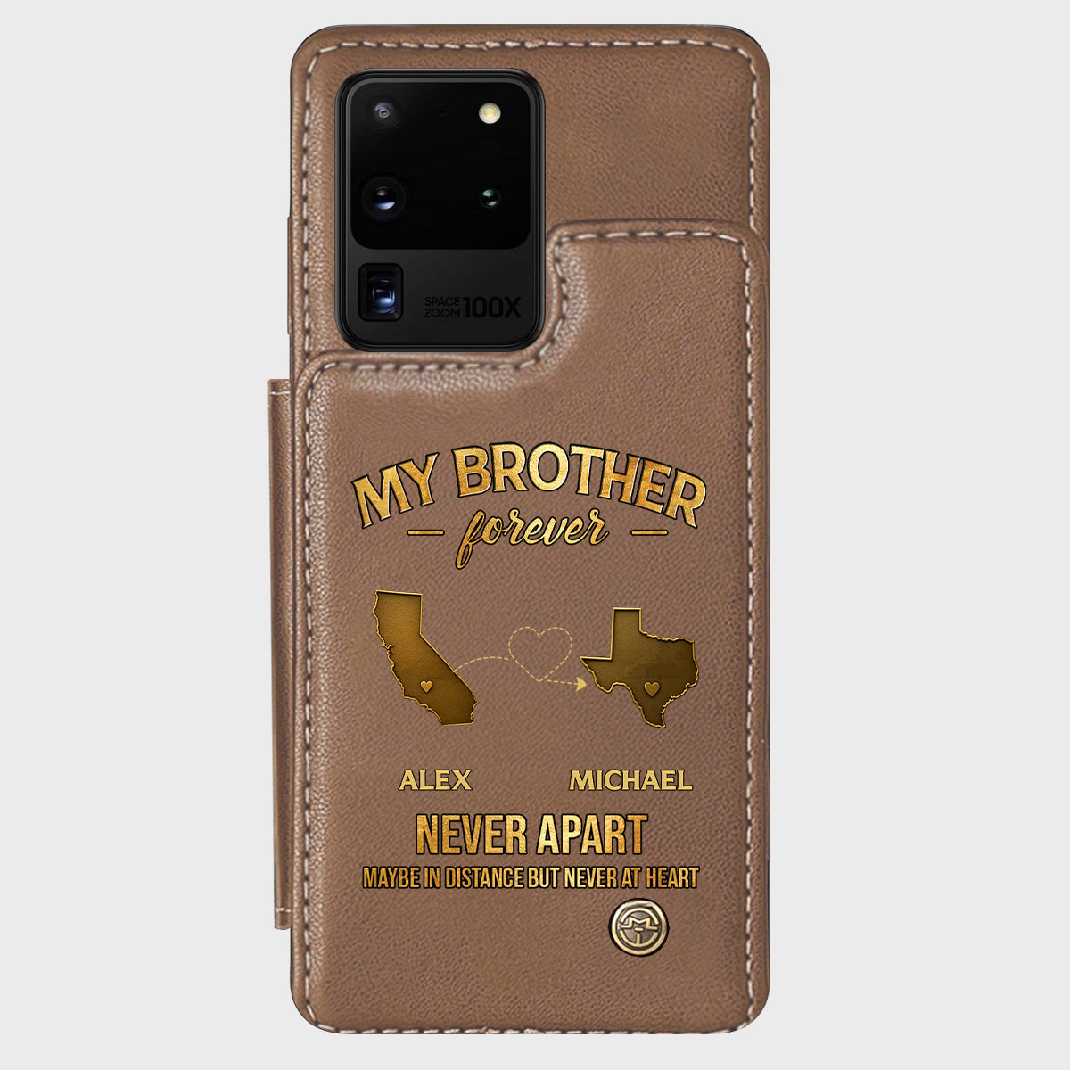 Mein Bruder/Meine Schwester/Mein Sohn... Für immer, nie getrennt. Vielleicht in der Ferne, aber nie im Herzen – Personalisierte Handyhülle mit Geschwistermotiv