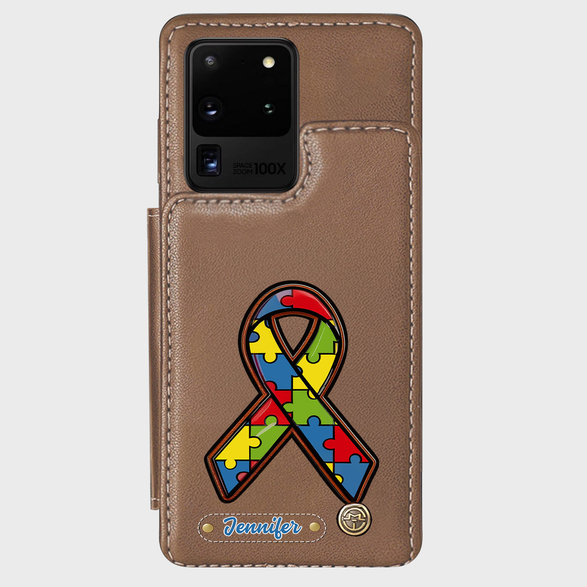 Autismus-Bewusstsein – Personalisierte Handyhülle mit Brieftaschenmotiv zum Thema Autismus