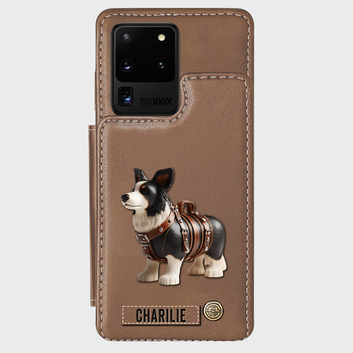 Étui portefeuille personnalisé pour téléphone avec un adorable Border Collie - Étui pour téléphone/portefeuille pour chien