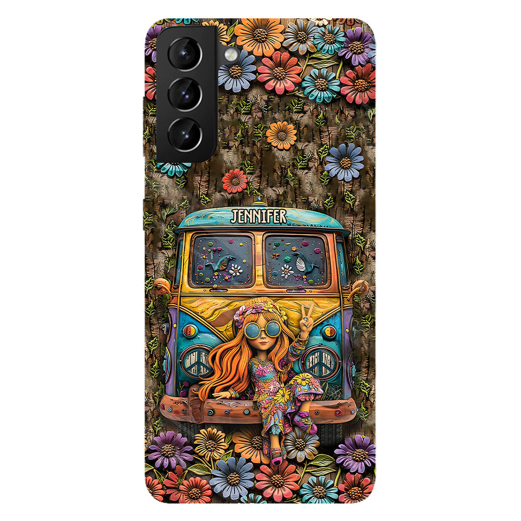 Niedliche Wohnwagen-Handyhülle mit personalisiertem Hippie-Vollbilddruck
