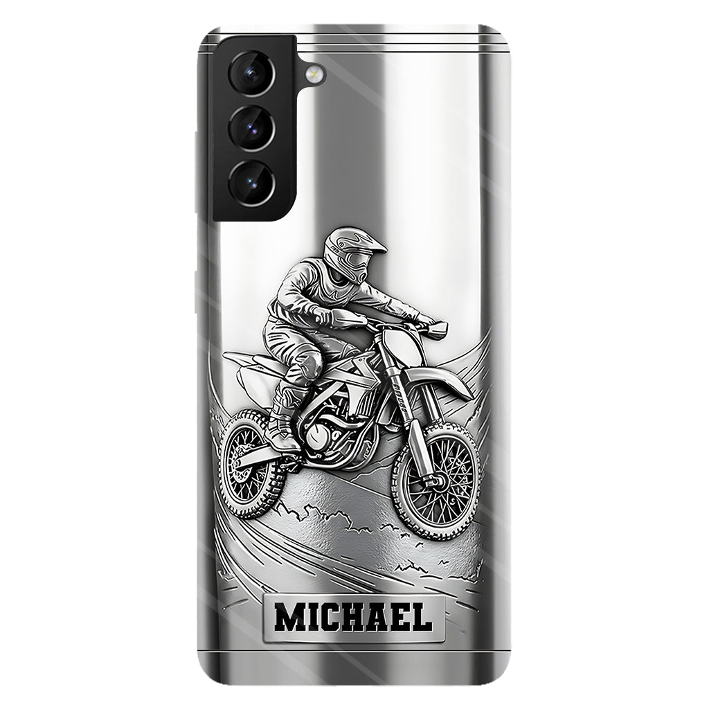 Handyhülle mit Metallic-Motiv (Dirtbike/Motocross) – Personalisierte Dirtbike-Handyhülle mit Vollbilddruck