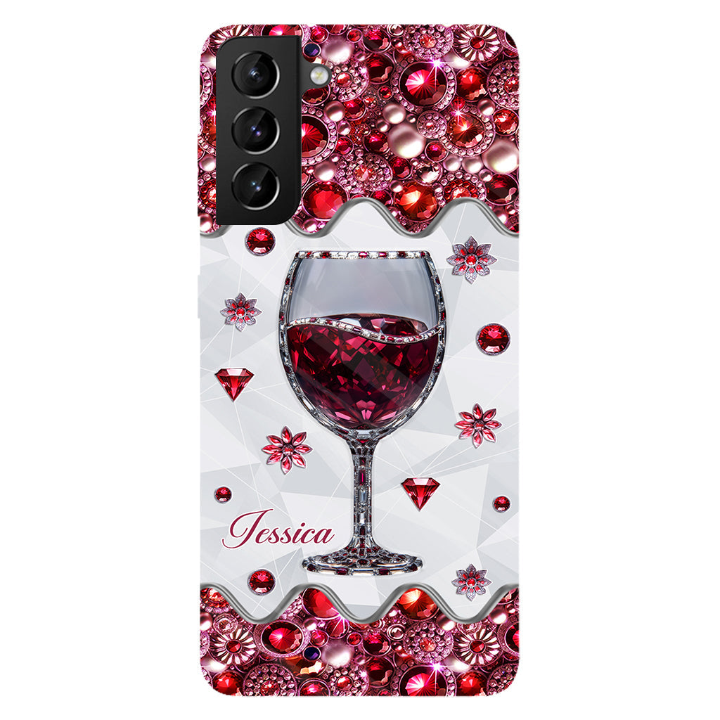 Einfach ein Mädchen, das Wein liebt – Personalisierte Handyhülle mit Weinmotiv