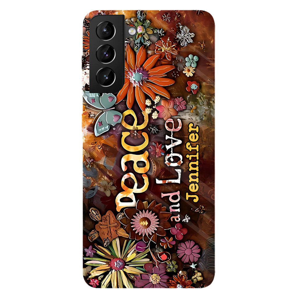 Frieden und Liebe – Personalisierte Handyhülle im Hippie-Stil mit Vollprint